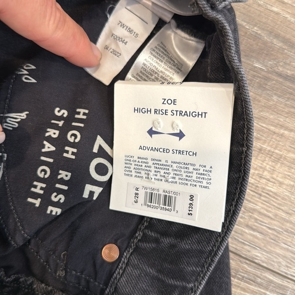 Lucky Brand Zoe High Rise Straight Distressed Black Jeans (6/28) - Picture 3 of 7